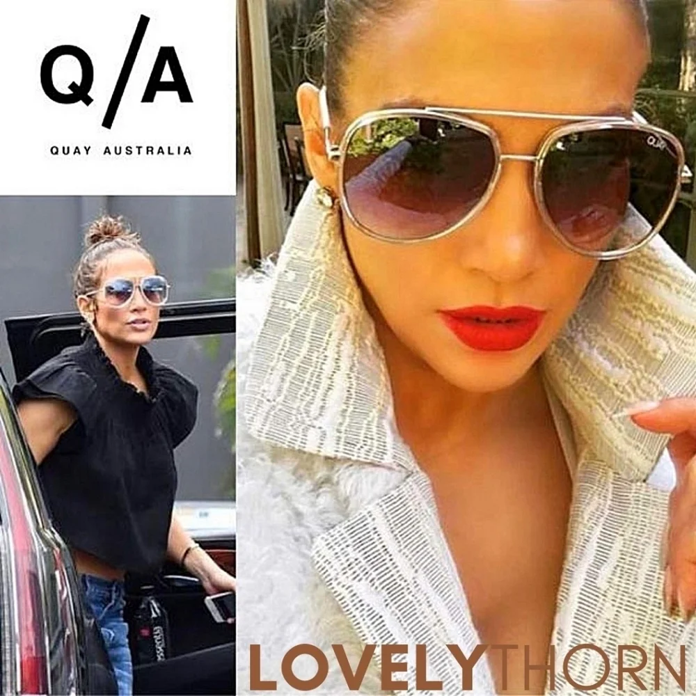024 Quay Australia Aviator Sunglasses in Gold with Brown Gradient Lenses